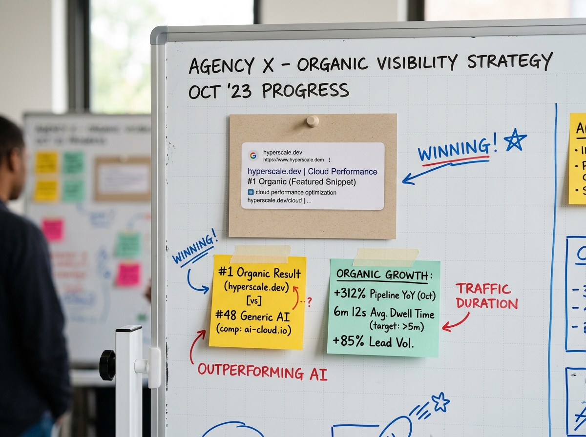 Creative Quill Editorial Strategy Board with pinned rank comparison and growth metrics